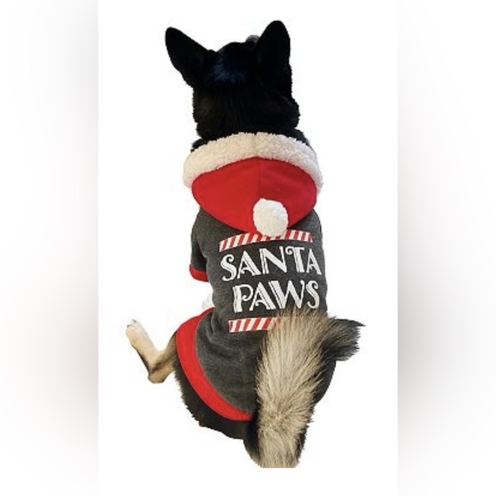 Santa Paws Dog Hoodie - Red and Gray size XL